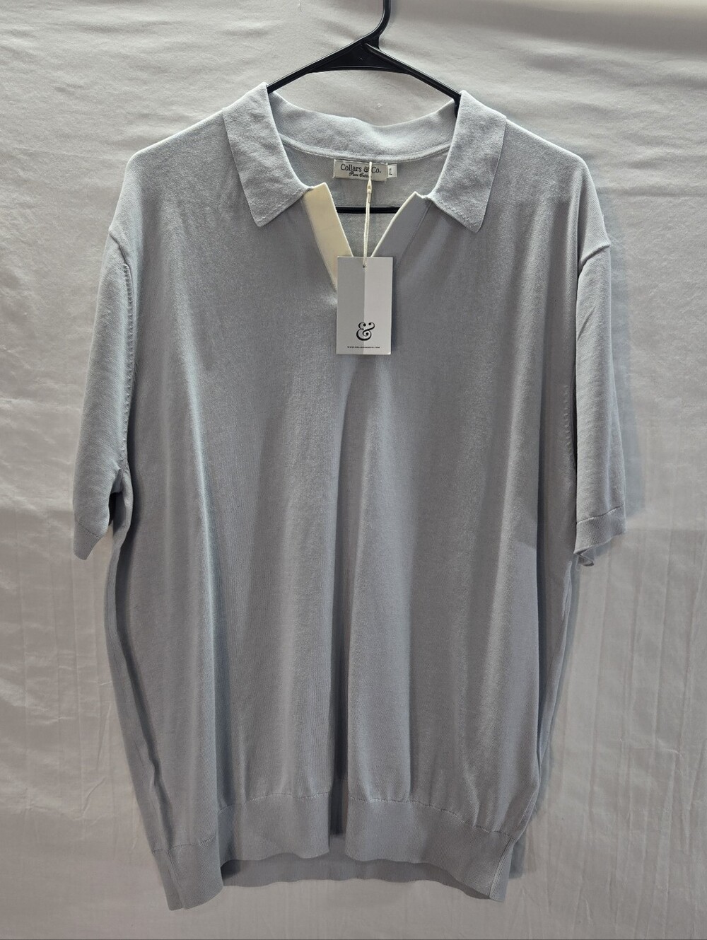 Collars & Co Polo Shirt Men's XL Gray Pure Cotton Knit Short Sleeve Top